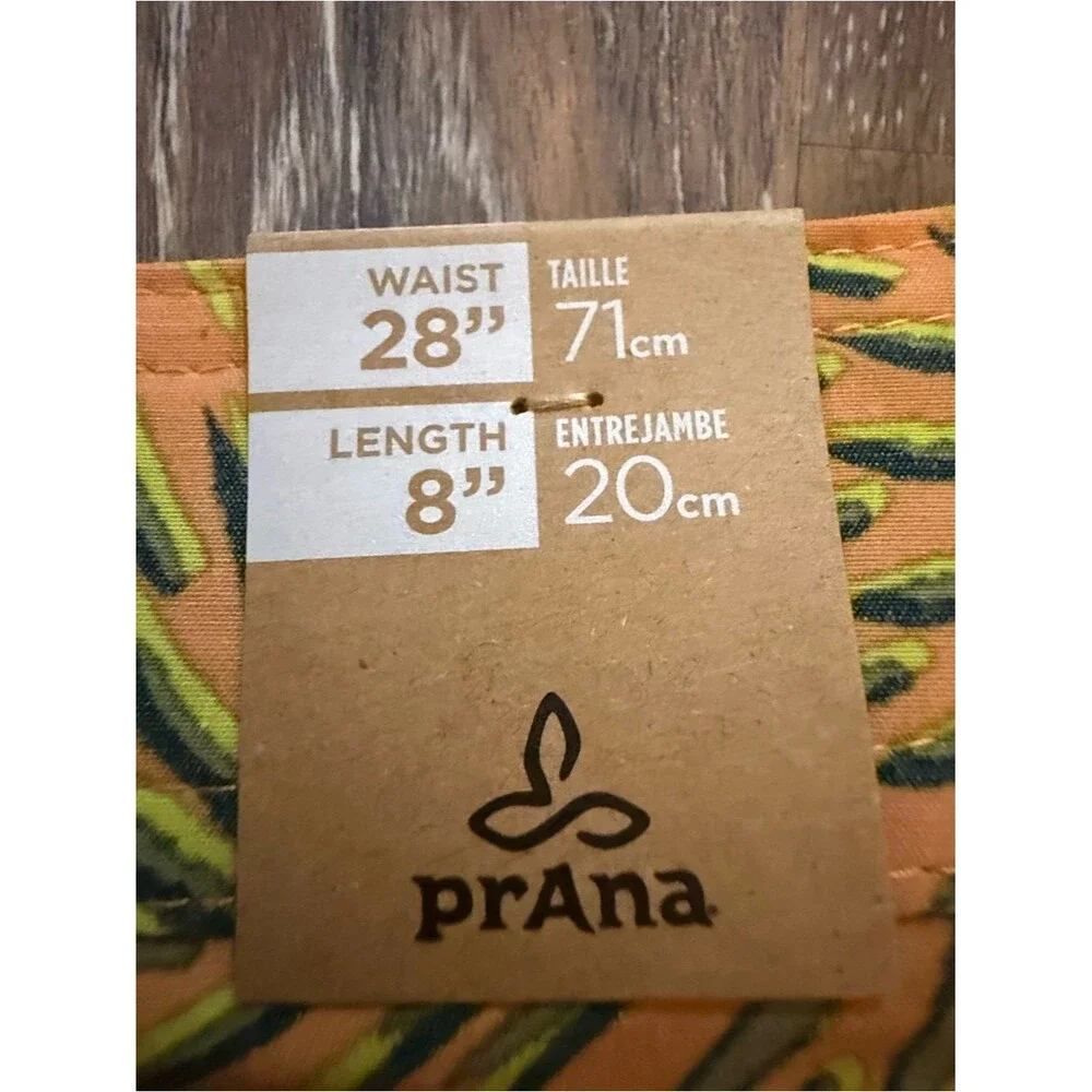 Prana Rock Shock Aura Glow Fronds Orange & Green Palm-Print Men's Boardshorts
